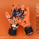 Orange Camo Goalkeeper Gloves Pro Grip with Bold Camo Style